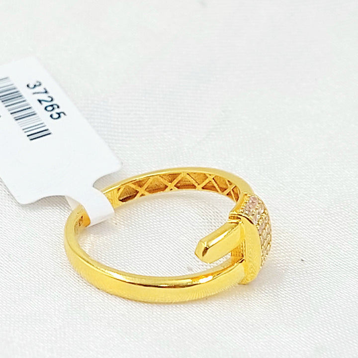 Zircon Studded Nail Ring Made of 21K Gold by Saeed Jewelry 