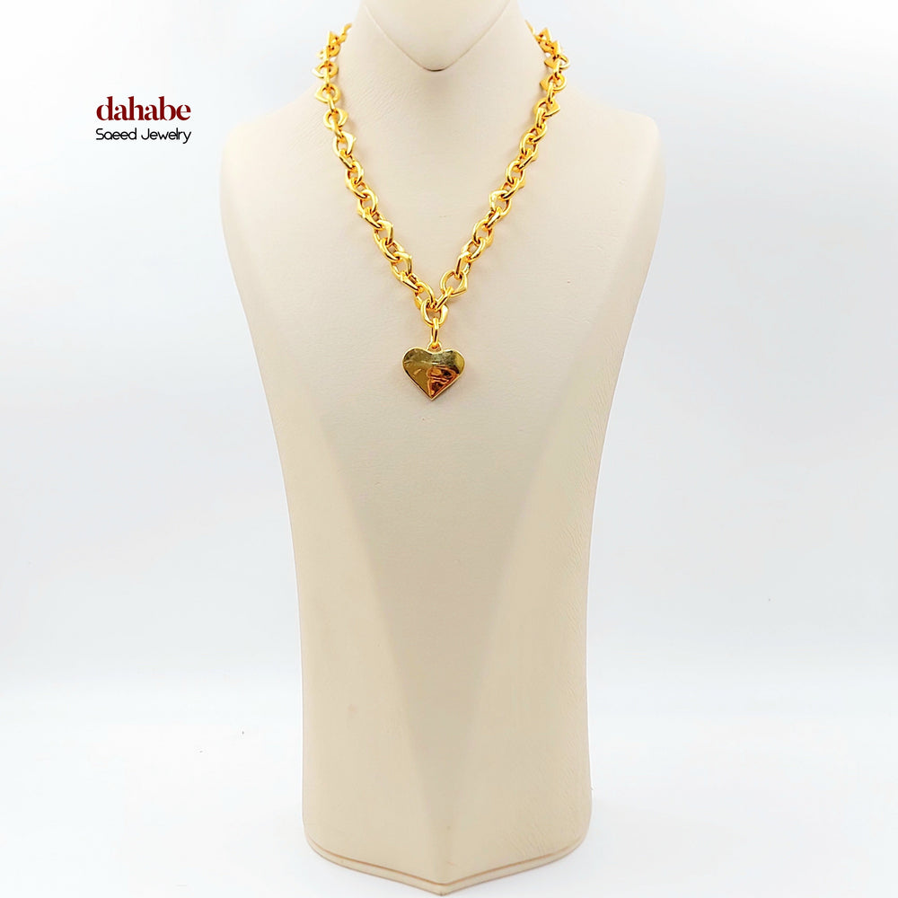 21K عقد جنزير قلب-مجوهرات الشيخ سعيد-Saeed Jewelry 