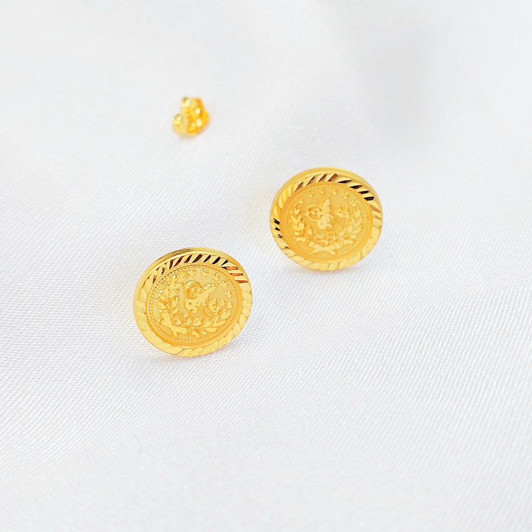 21K Gold Ottoman Coin-Inspired Stud Earrings