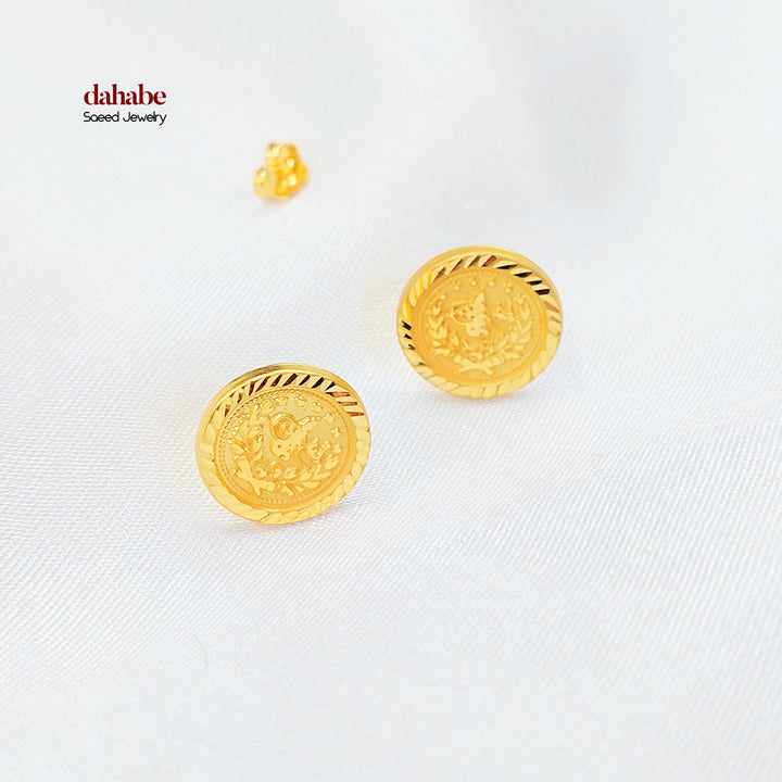 21K Gold Ottoman Coin-Inspired Stud Earrings