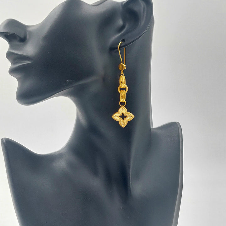 Rose Shankle Earrings Made of 21K Gold by Saeed Jewelry 
