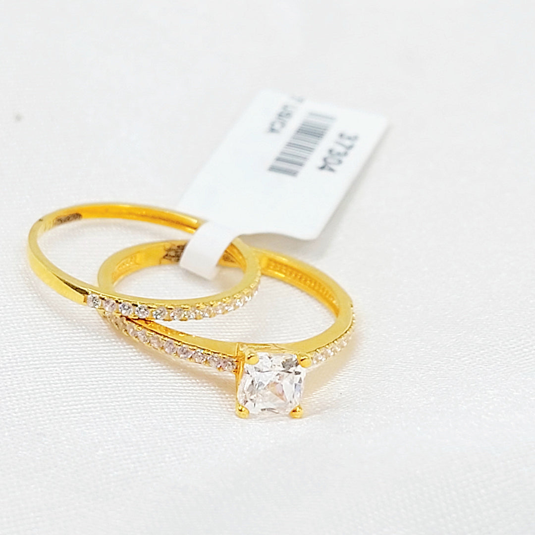 Zircon Studded Twins Wedding Ring