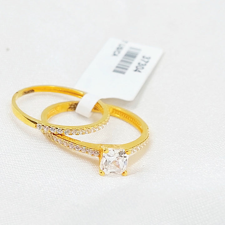 Zircon Studded Twins Wedding Ring