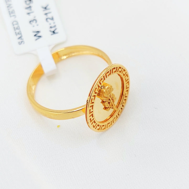 21K Gold Ottoman Coin-Inspired Ring with Red Accents