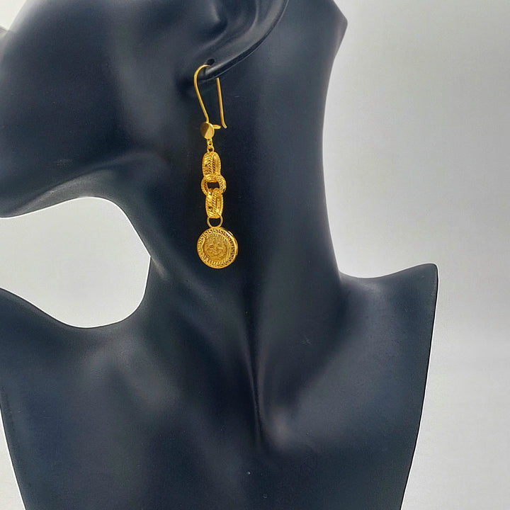 Rashadi Shankle Earrings Made of 21K Gold by Saeed Jewelry 