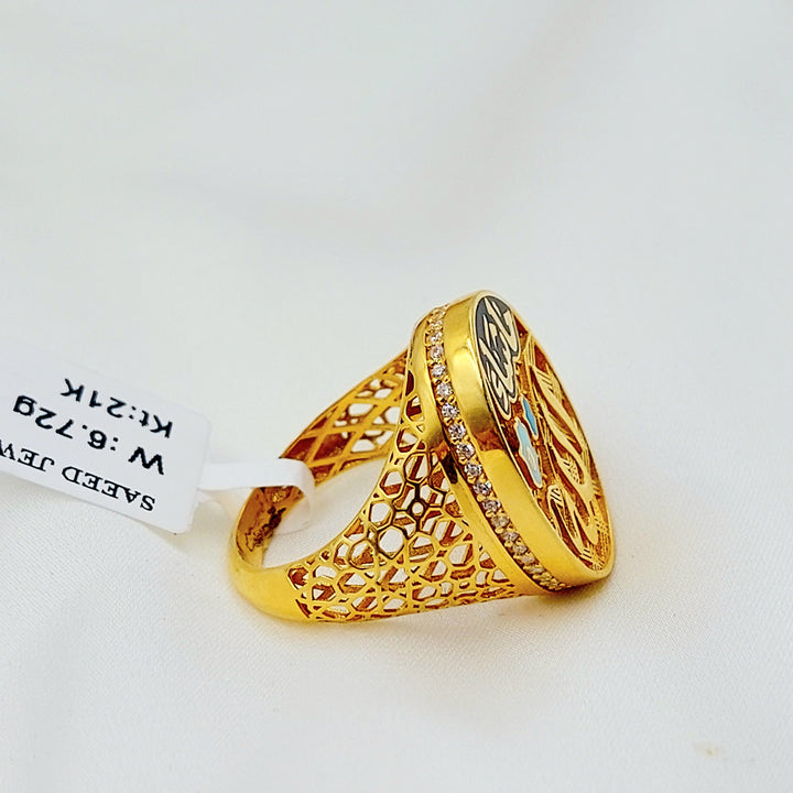 Enameled Deluxe Ring Made of 21K Gold by Saeed Jewelry 
