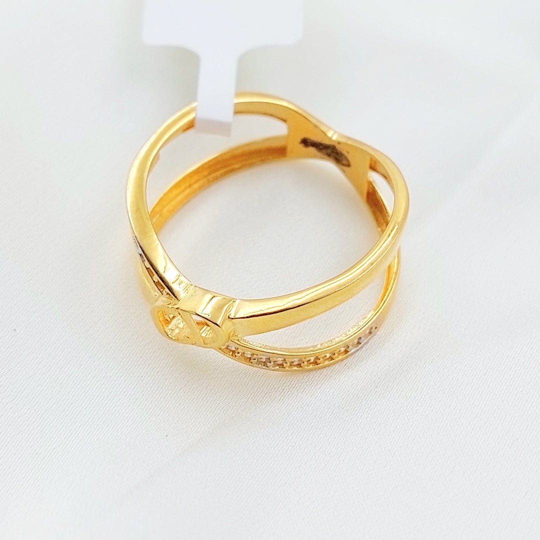 Zircon Studded X Style Ring Made of 21K Gold by Saeed Jewelry 