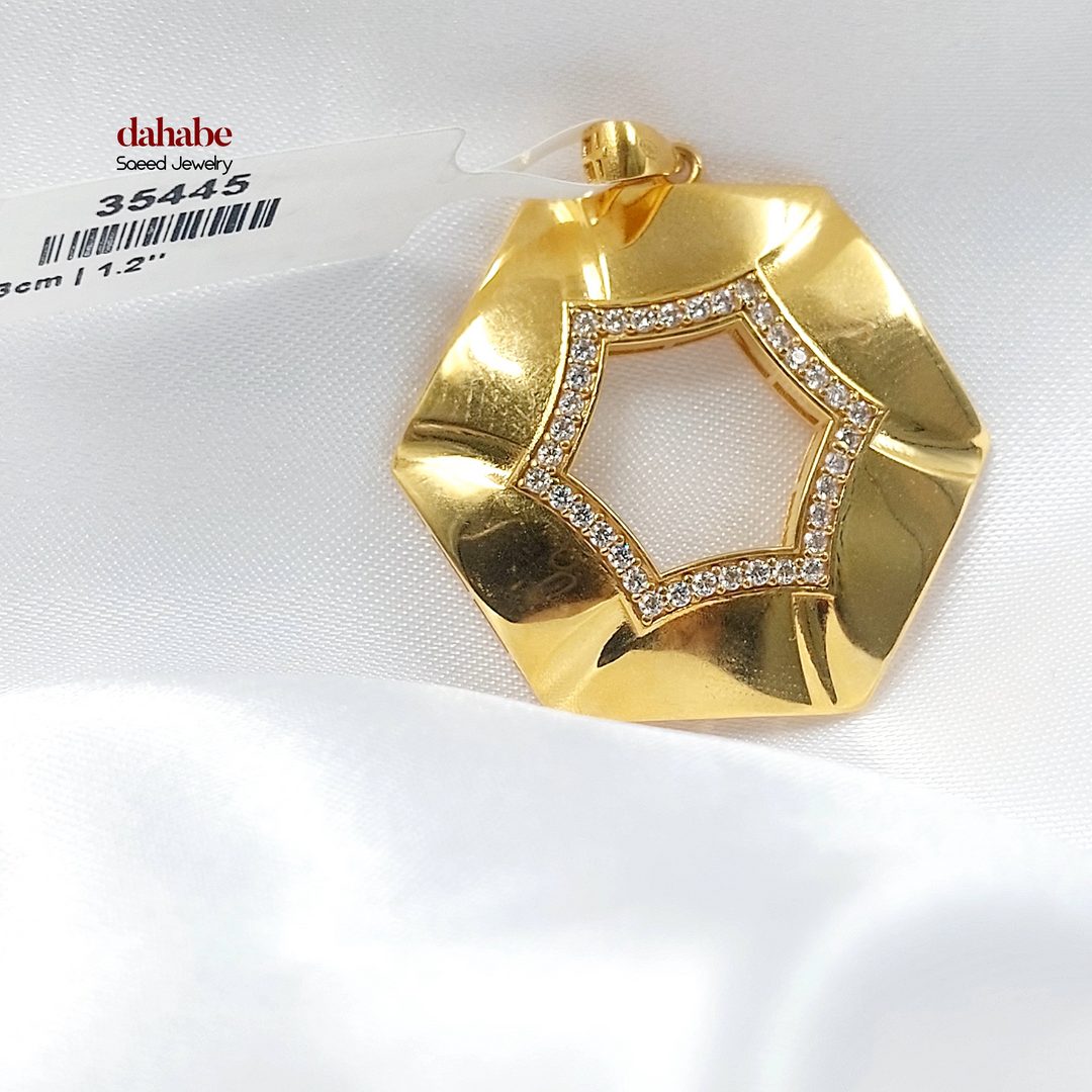 21K Gold Hexagon Zircon Pendant