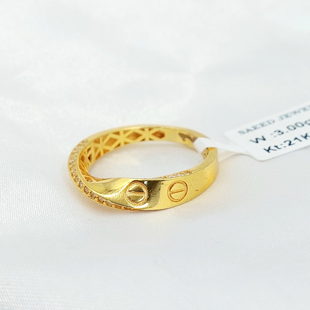 Zircon Studded Figaro Ring Made of 21K Gold by Saeed Jewelry 