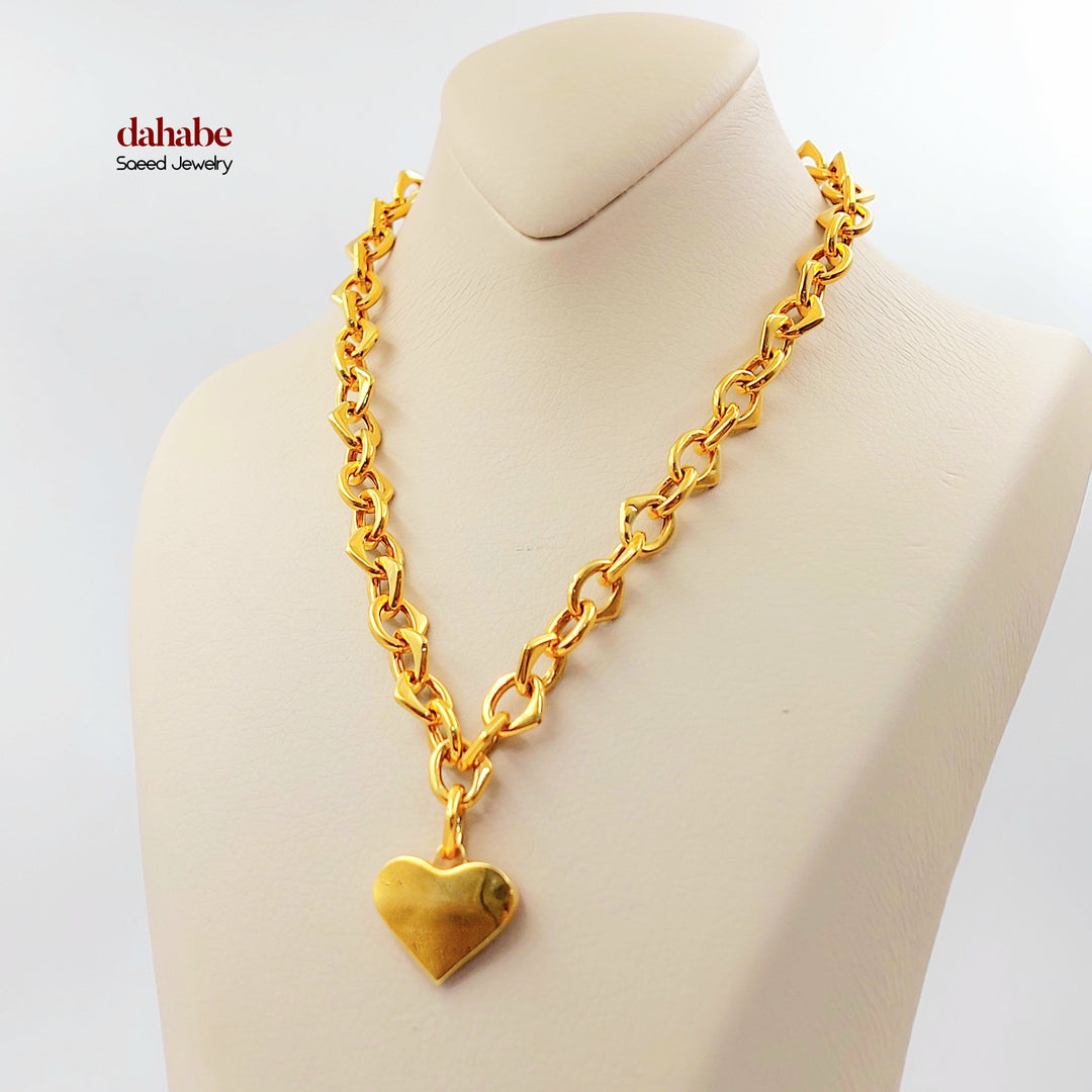 21K عقد جنزير قلب-مجوهرات الشيخ سعيد-Saeed Jewelry 
