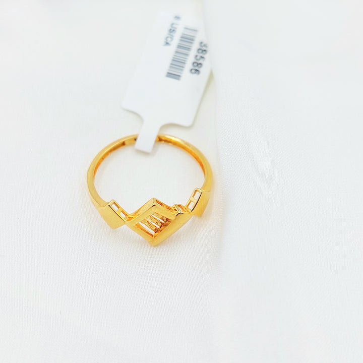 21K Gold Geometric Rhombus Ring