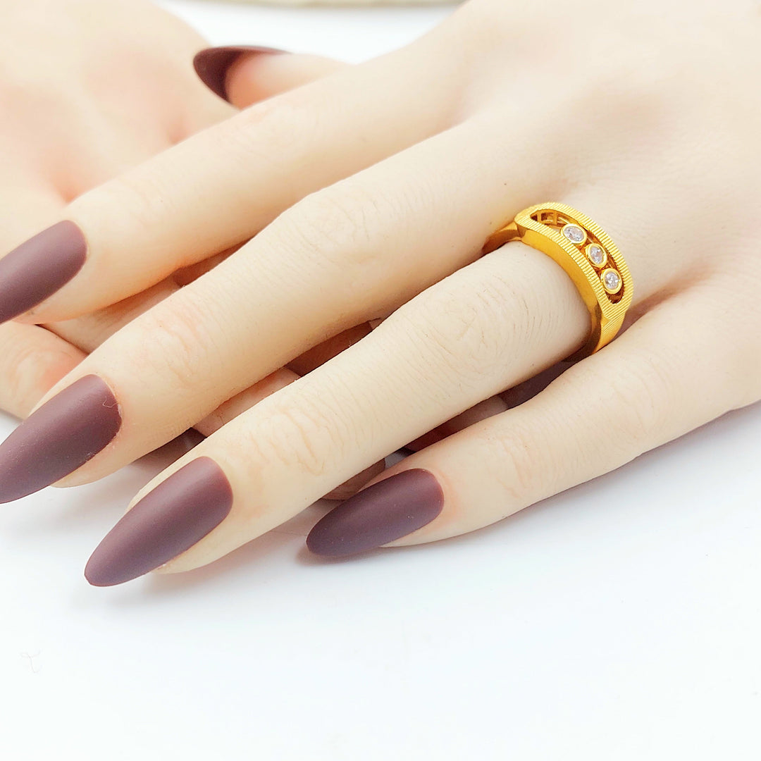 Zircon Studded Deluxe Ring Made of 21K Gold by Saeed Jewelry 