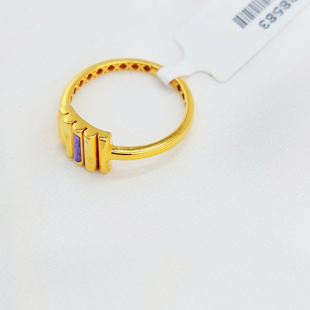 21K Gold Purple Accent Bar Ring