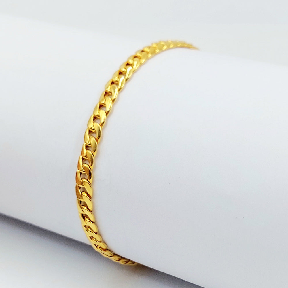 Flat Cuban Links Bracelet Made of 21K Gold by Saeed Jewelry 