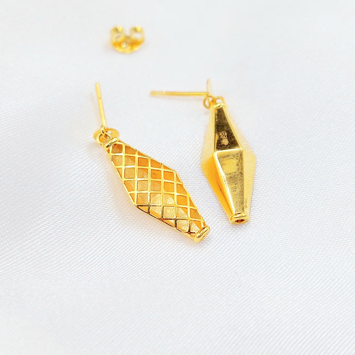 21K Gold Faceted Drop Earrings