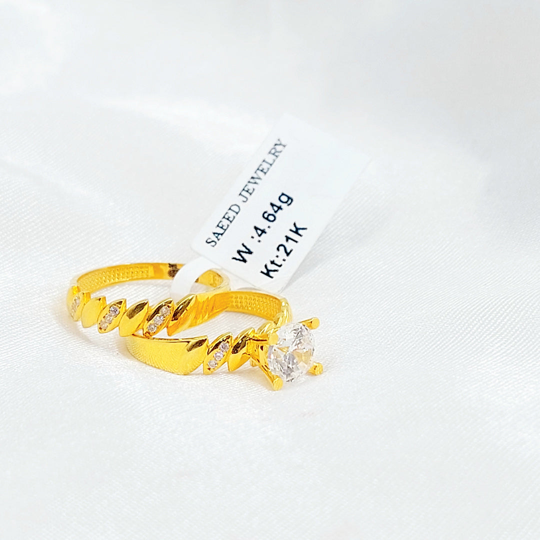 Zircon Studded Twins Wedding Ring