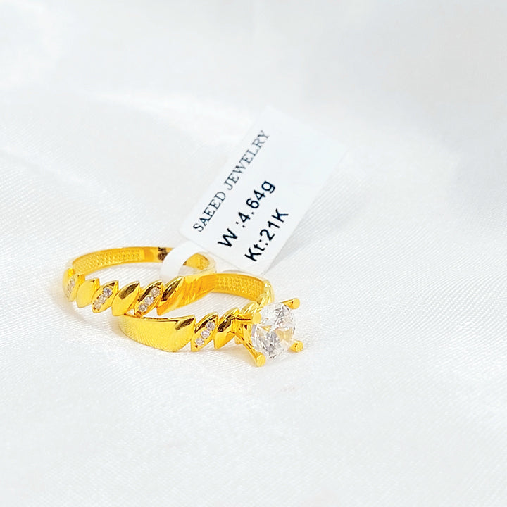 Zircon Studded Twins Wedding Ring
