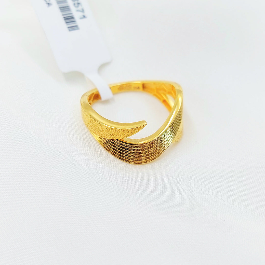 21K Gold Ribbed Crossover Ring
