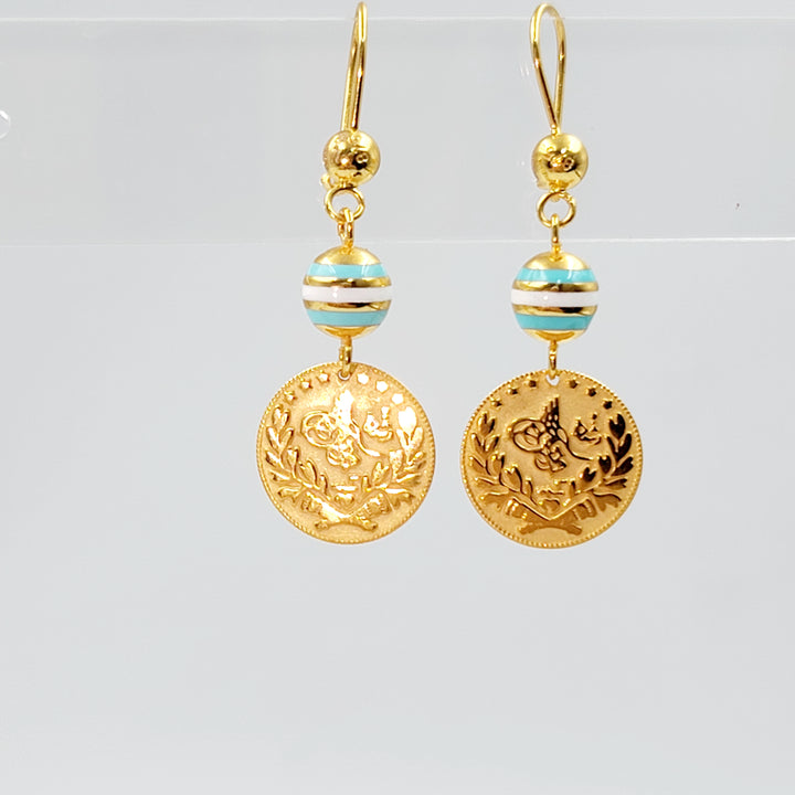 Enameled Rashadi Earrings Made of 21K Gold by Saeed Jewelry 