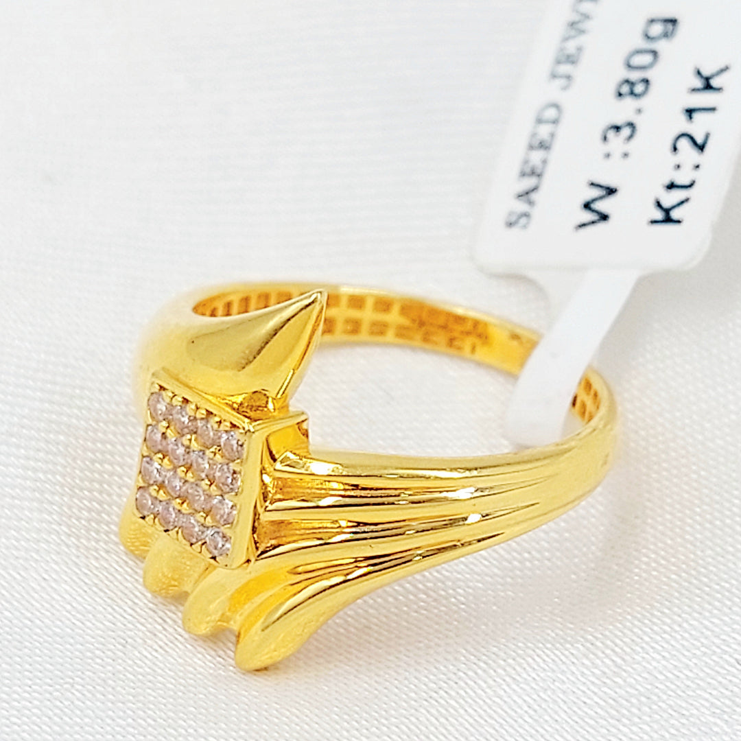 Zircon Studded Deluxe Ring Made of 21K Gold by Saeed Jewelry 