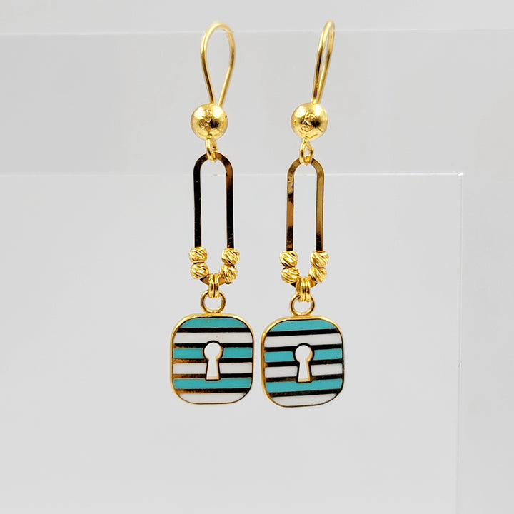 Enameled Lock Earrings Made of 21K Gold by Saeed Jewelry 