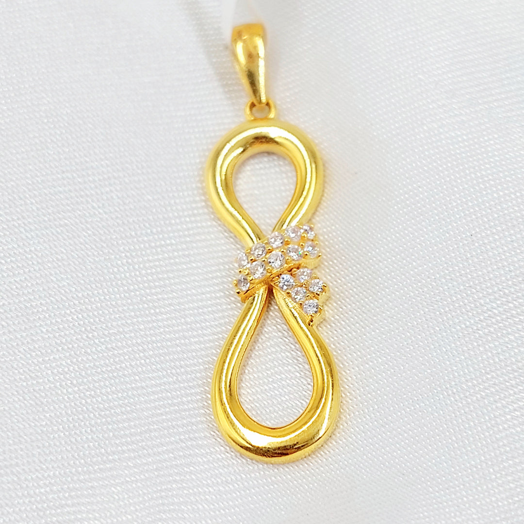 Zircon Studded Tie Pendant Made of 21K Gold by Saeed Jewelry 
