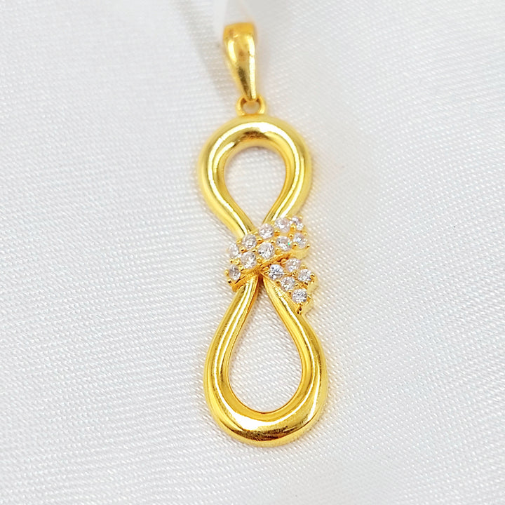 Zircon Studded Tie Pendant Made of 21K Gold by Saeed Jewelry 