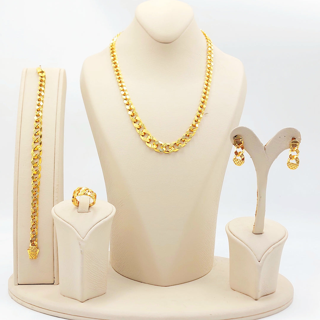 21K Gold Cuban Link Jewelry Set