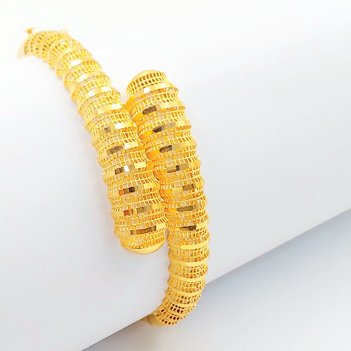 Balls Engraved Bangle Bracelet Made of 21K Gold by Saeed Jewelry 