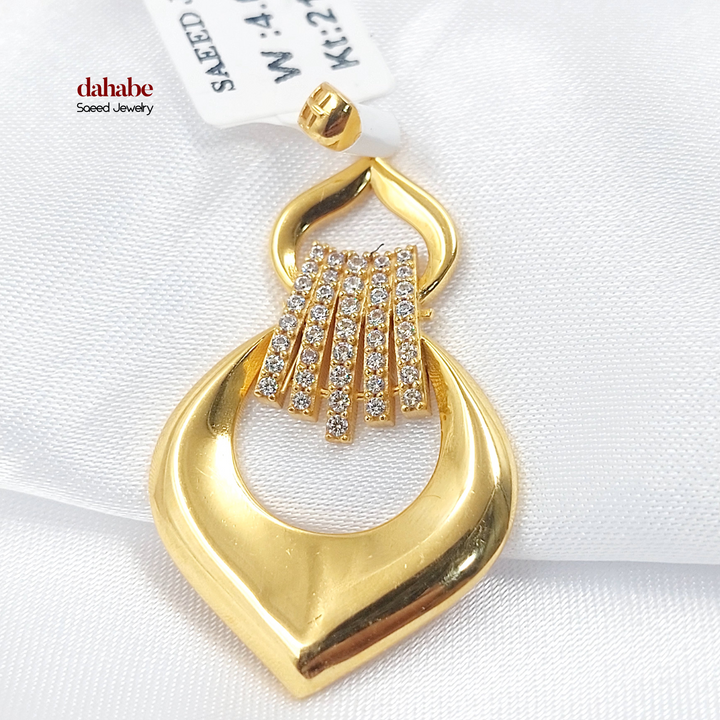 21K Gold Hamsa Zircon Pendant