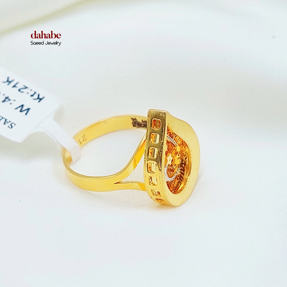 21K خاتم دمعة اكسترا-مجوهرات الشيخ سعيد-Saeed Jewelry 