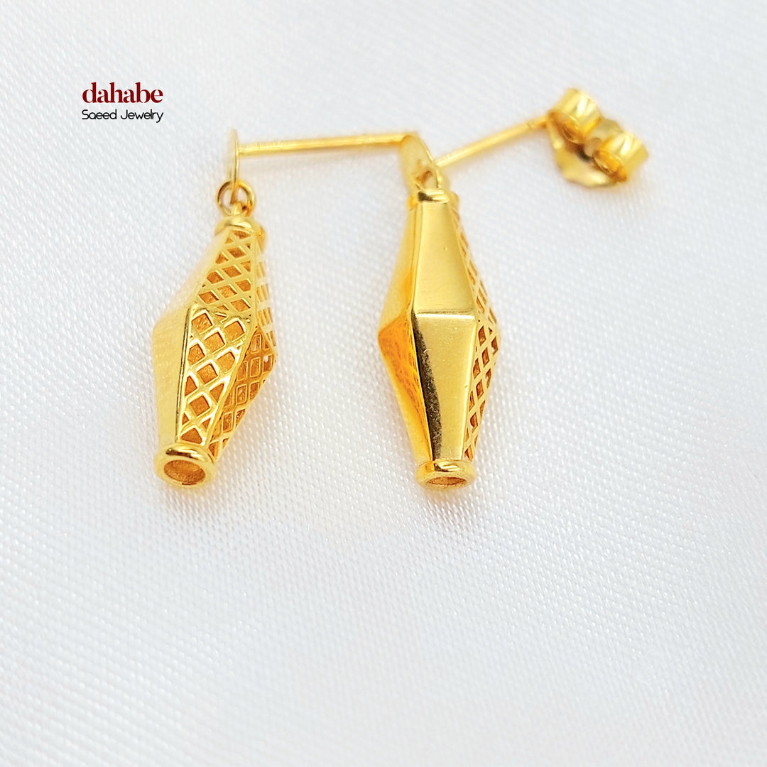 21K Gold Faceted Drop Earrings
