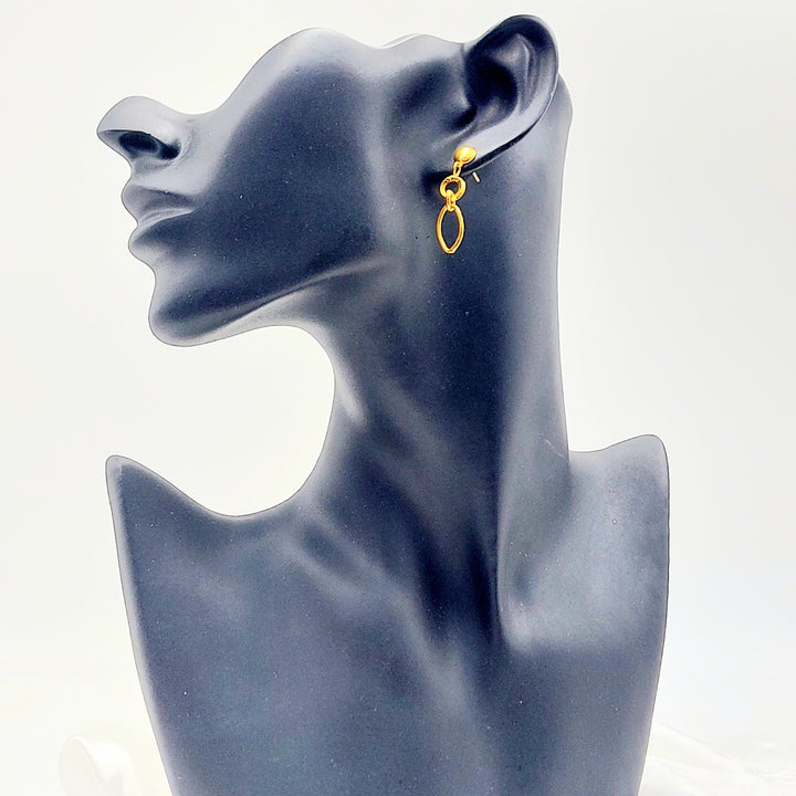 21K Gold Oval Drop Earrings