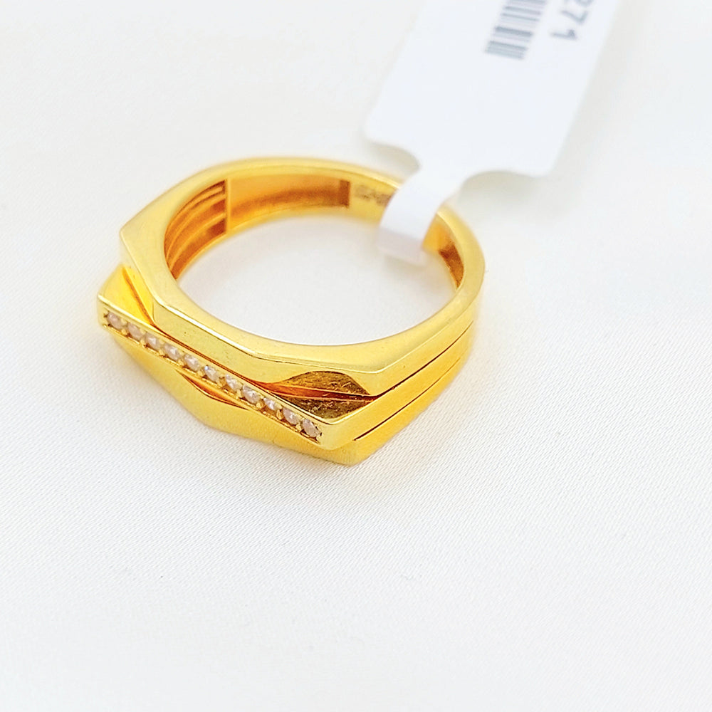 Zircon Studded Deluxe Ring Made of 21K Gold by Saeed Jewelry 