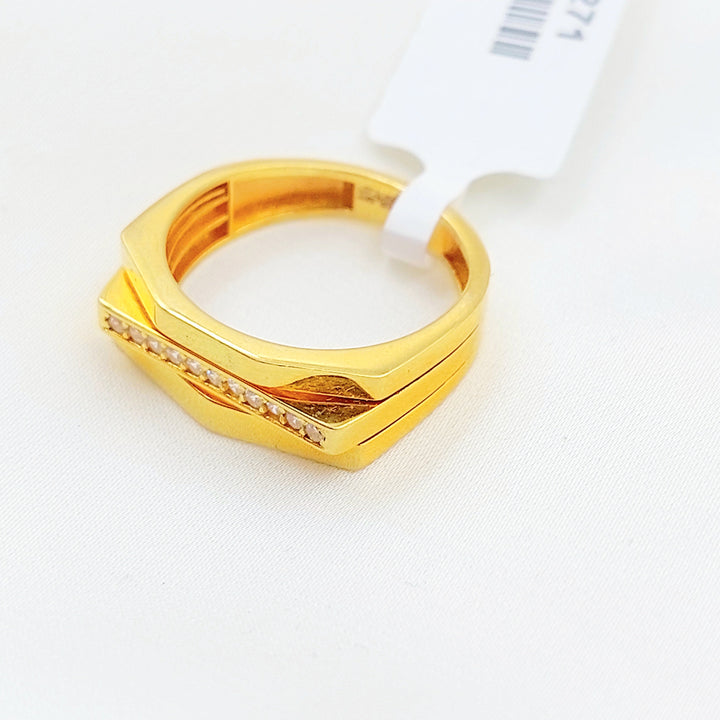 Zircon Studded Deluxe Ring Made of 21K Gold by Saeed Jewelry 