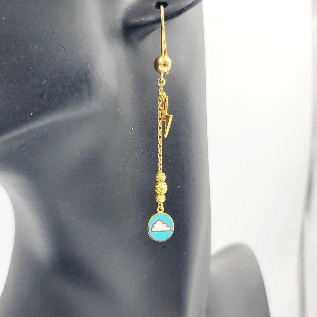 Enameled Deluxe Earrings Made of 21K Gold by Saeed Jewelry 