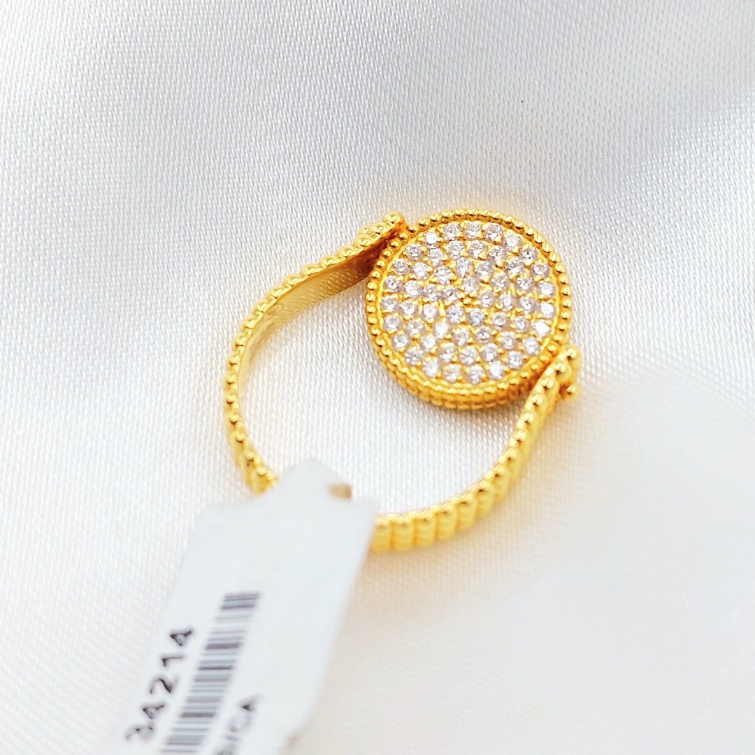 21K Gold Clear Accent Disc Ring