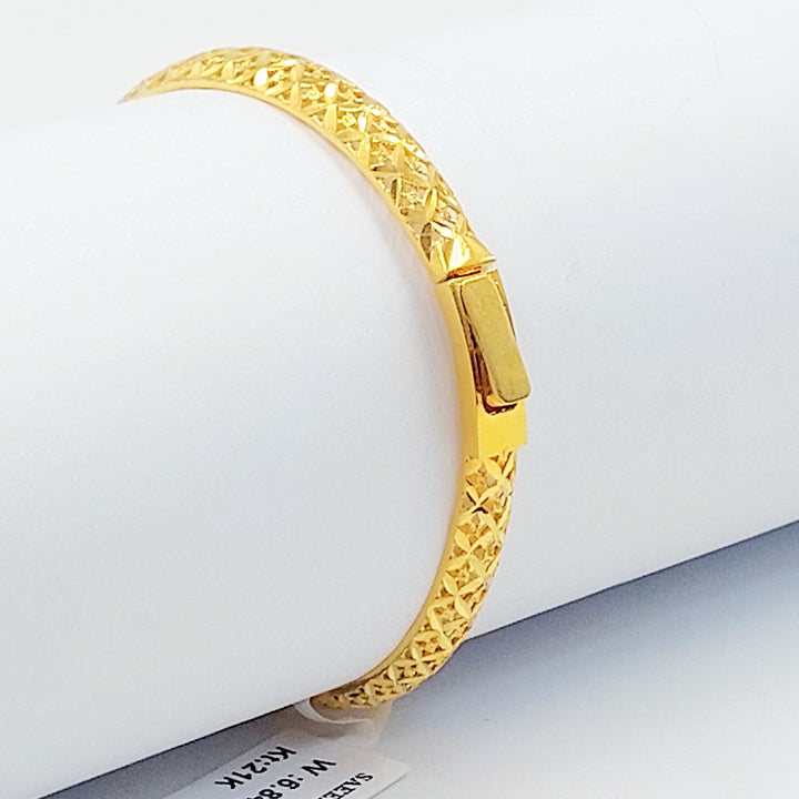 Engraved Bangle Bracelet Made of 21K Gold by Saeed Jewelry 