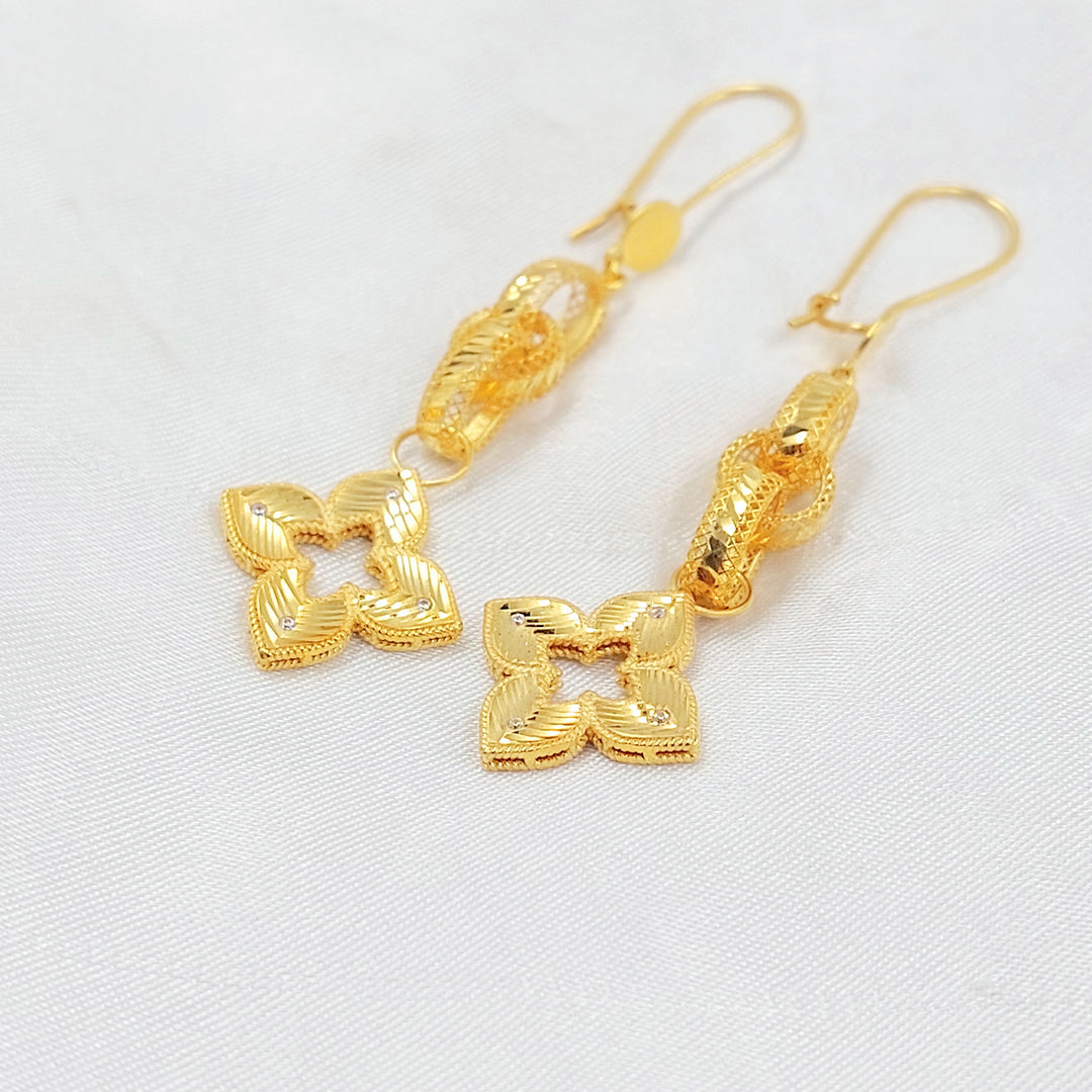 Rose Shankle Earrings Made of 21K Gold by Saeed Jewelry 