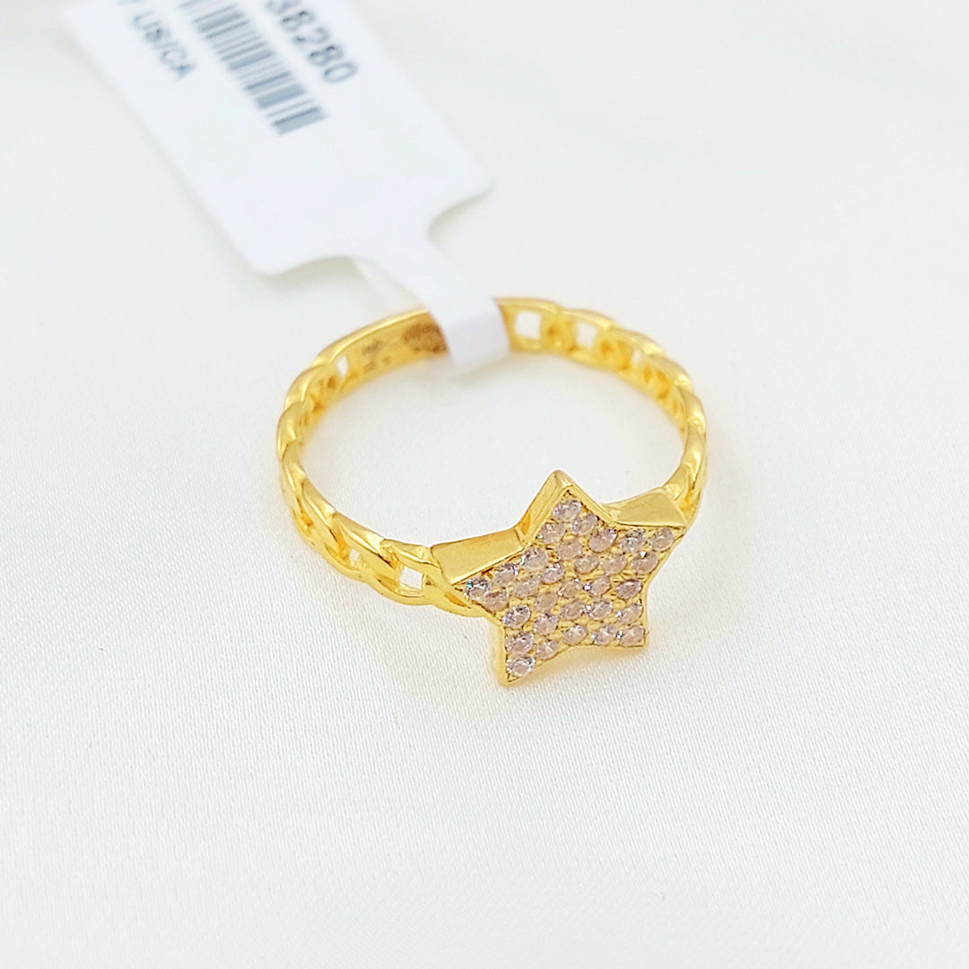 Zircon Studded Star Ring Made of 21K Gold by Saeed Jewelry 