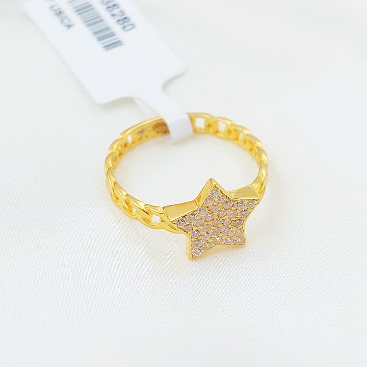 Zircon Studded Star Ring Made of 21K Gold by Saeed Jewelry 