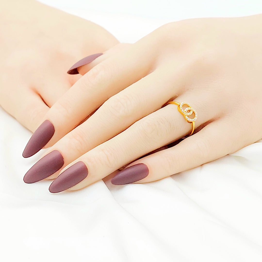Zircon Studded Deluxe Ring Made of 21K Gold by Saeed Jewelry 