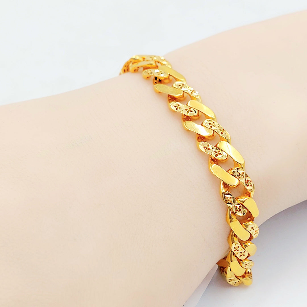 21K Gold Filigree Cuban Link Bracelet