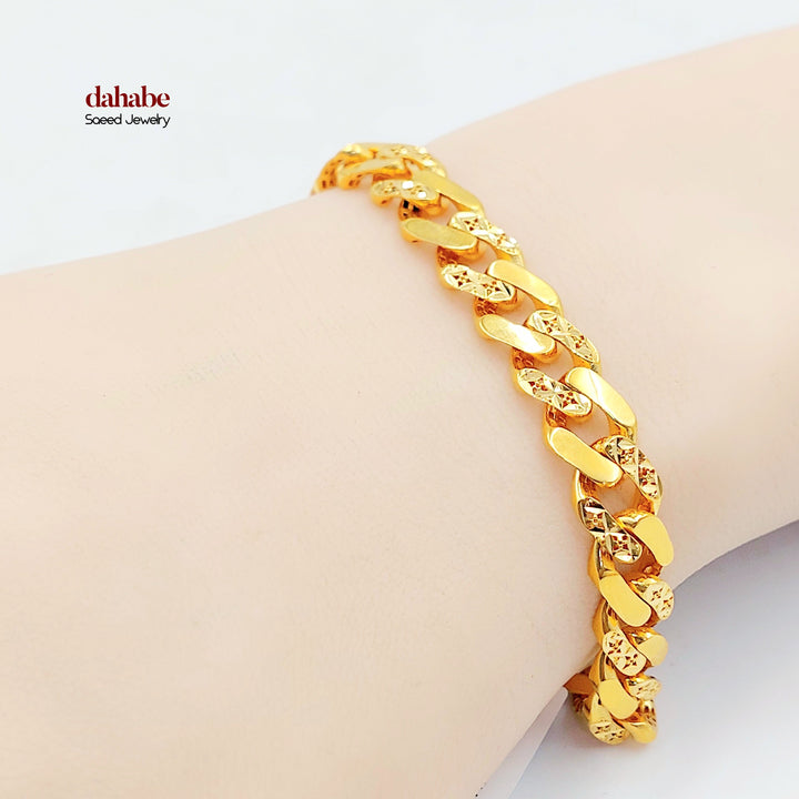 21K Gold Filigree Cuban Link Bracelet