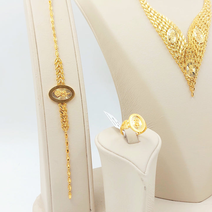 Ounce Leaf Set Made of 21K Gold by Saeed Jewelry 
