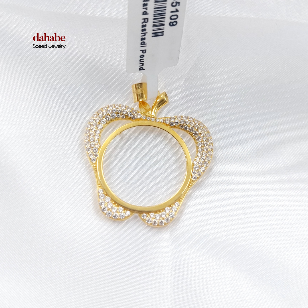 21K Gold Zircon Ottoman Coin Frame Pendant