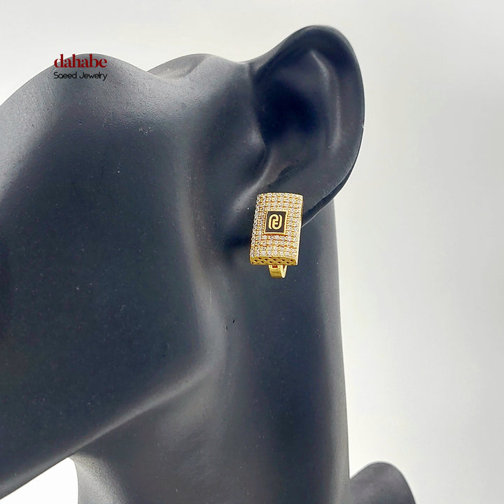 Enameled & Zircon Studded Shankle Earrings