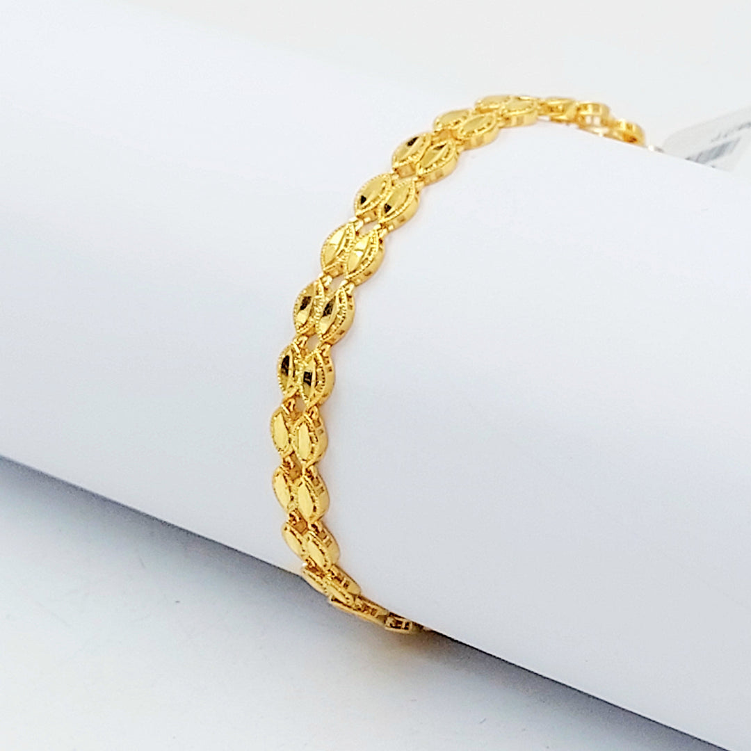 Flat Engraved Bracelet Made of 21K Gold by Saeed Jewelry 