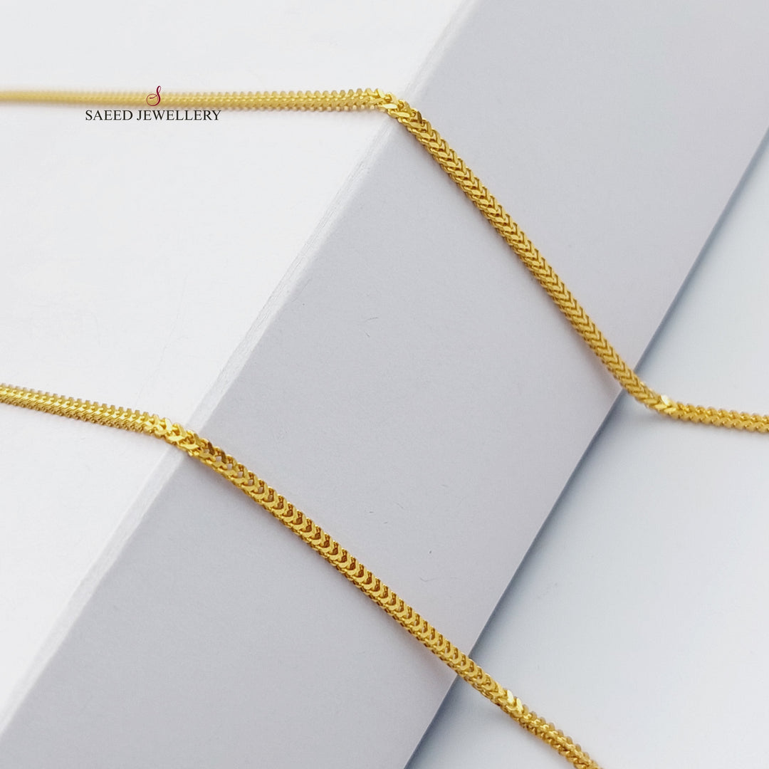 <span> (2mm) Box Chain 55cm Made of 21K Yellow Gold</span> by Saeed Jewelry-سنسال-فانسي-55-سم-رفيع