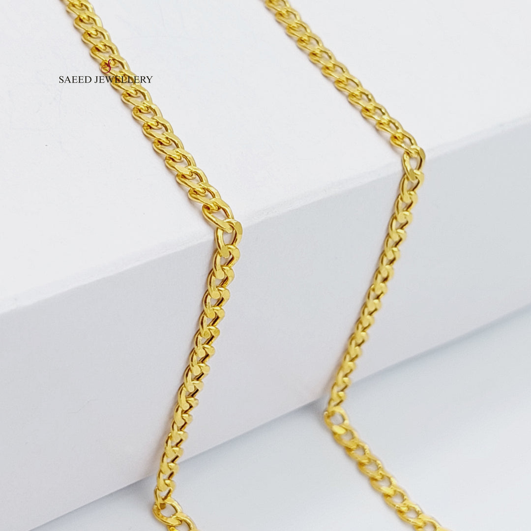 21K Gold 3.5mm Curb Chain 45cm by Saeed Jewelry - Image 3